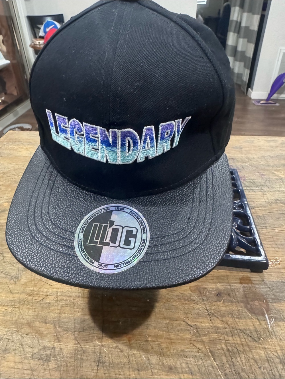 Legendary Black Snapback Cap with Gradient Embroidery